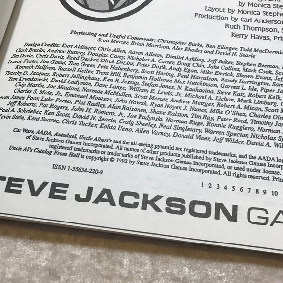 Uncle Albert's Auto Stop & Gunnery Shop Catalog from Hell GUC Book Steve Jackson - Picture 10 of 11